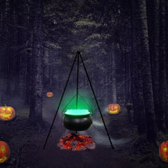 Halloween Outdoor Large Witch Cauldron on Tripod with Lights Candy Bucket