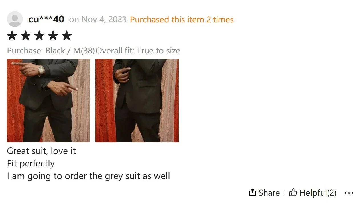 Mens Casual Slim-fit Suit for Weddings Evening Dress and Work