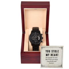 Black Chronograph Watch - You Stole My Heart