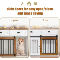Heavy Duty Furniture Style Dog Cage Wooden Dog Cage Double Door Dog Cage Side Cabinet Dog Cage Dog Crate