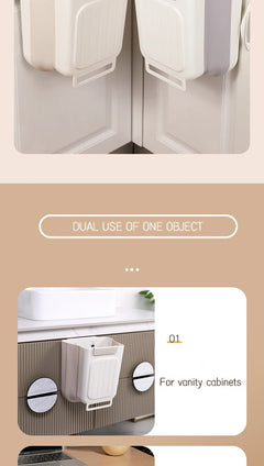 Kitchen Foldable Trash Can, Household Cabinet Hanging bin.