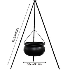 Halloween Outdoor Large Witch Cauldron on Tripod with Lights Candy Bucket