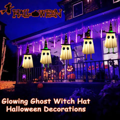 Halloween Hanging Ghost Decorations, Outdoor Witches Hat Lights