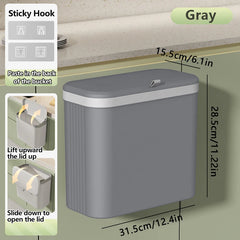 ONEKA 14L Kitchen Trash Can With Lid Hanging Trash Bin Garbage Can for Cabinet Cupboard Under Sink Compost Bin