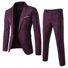 Mens Casual Slim-fit Suit for Weddings Evening Dress and Work