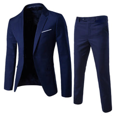 Mens Casual Slim-fit Suit for Weddings Evening Dress and Work