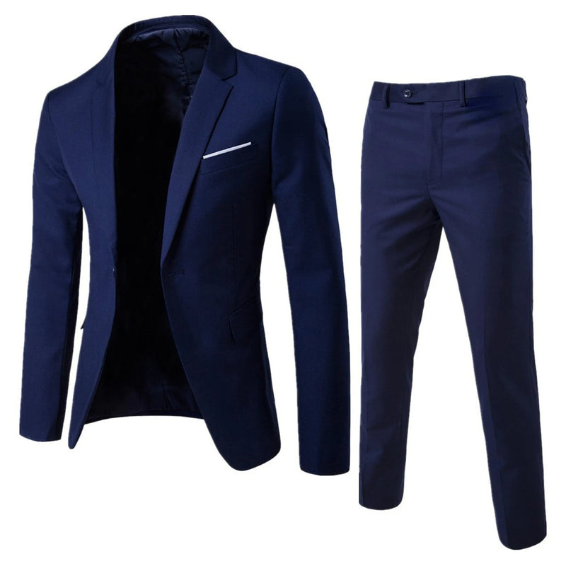 Mens Casual Slim-fit Suit for Weddings Evening Dress and Work