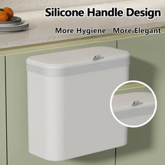 ONEKA 14L Kitchen Trash Can With Lid Hanging Trash Bin Garbage Can for Cabinet Cupboard Under Sink Compost Bin