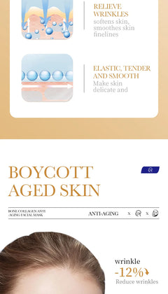10PCS Collagen Anti Wrinkle Facial Mask Anti Aging Fade Fine Lines Firm Skin Moisturizing Brightening SkinCare Korean Cosmetics