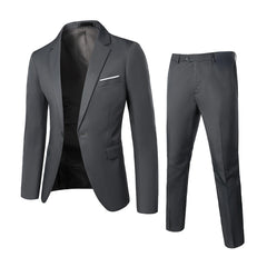 Mens Casual Slim-fit Suit for Weddings Evening Dress and Work