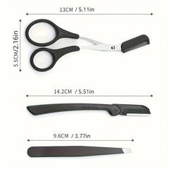 3pcs Set Eyebrow Kit For Women And Men Stainless Steel Eyebrow Grooming Set Including Eyebrow Comb Scissor, Eyebrow Trimmer Tool