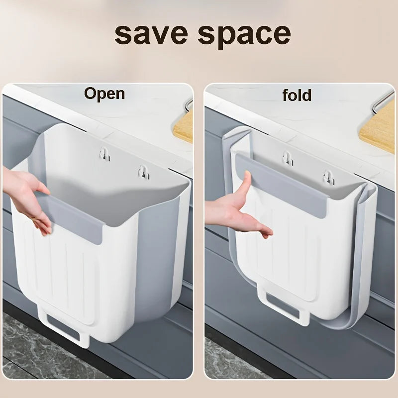 Kitchen Foldable Trash Can, Household Cabinet Hanging bin.