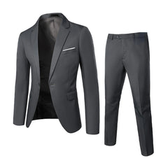 Mens Casual Slim-fit Suit for Weddings Evening Dress and Work