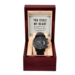 Black Chronograph Watch - You Stole My Heart