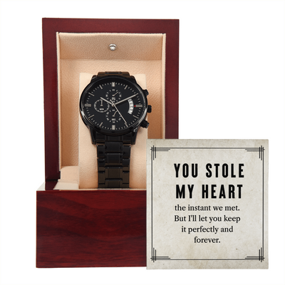 Black Chronograph Watch - You Stole My Heart
